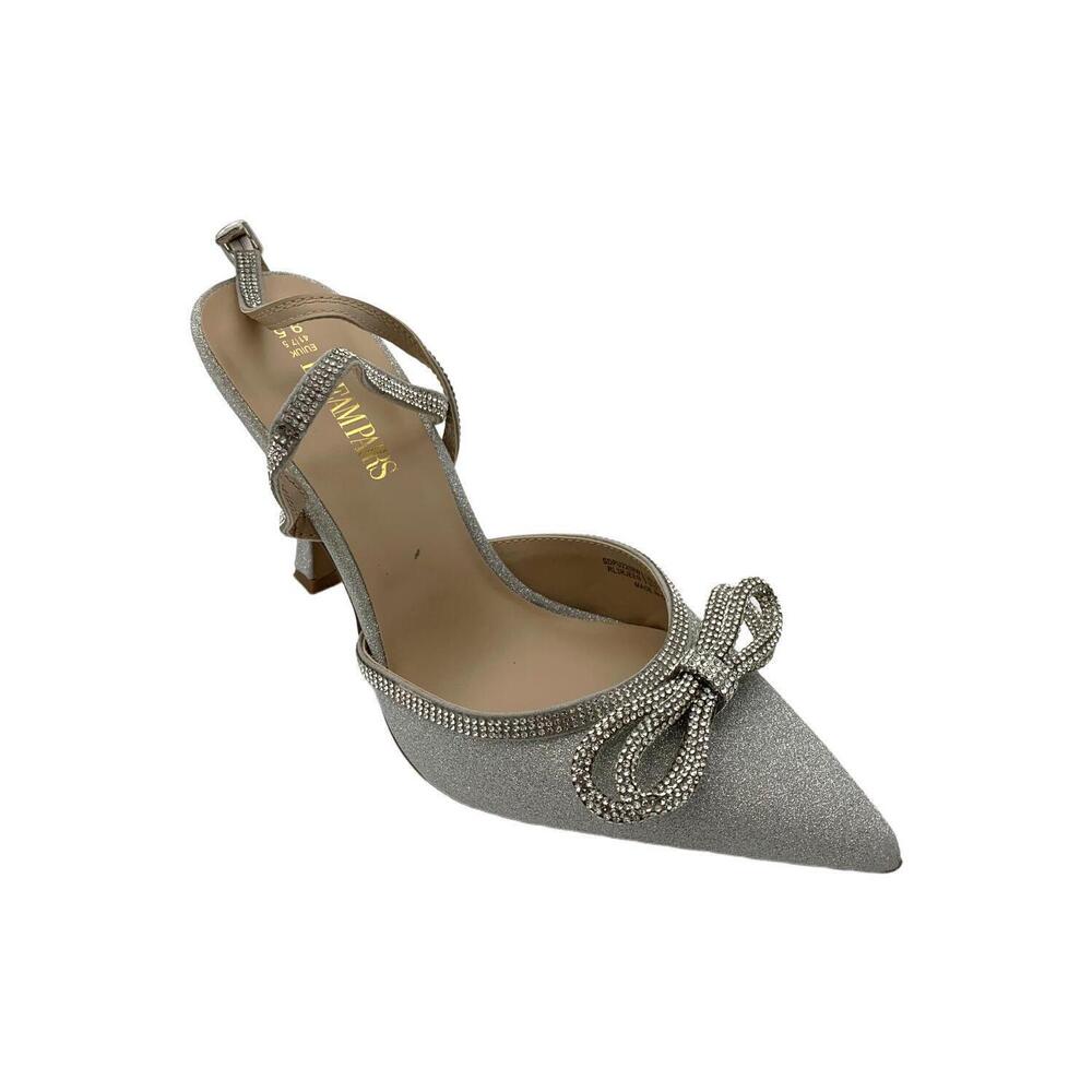 Dream Paris Women's Destiny Stiletto Rhinestone Strap Pumps Silver - Medium